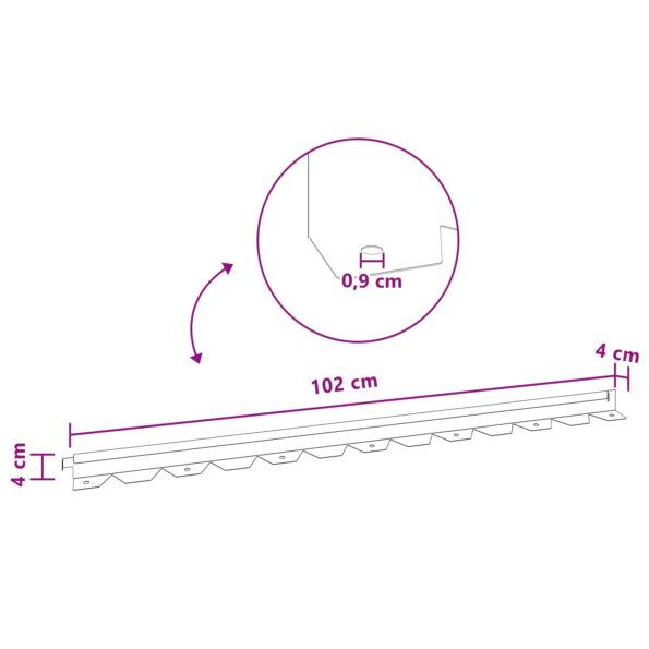 vidaXL Obrubník trávnika 30 pcs 102 x 4 x 4 cm Oceľ Hrdzavý – Obrázok 11