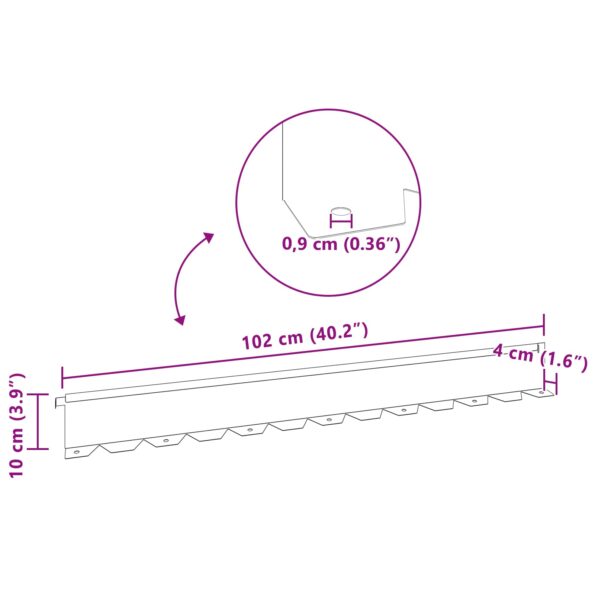 vidaXL Obrubník trávnika 10 pcs 102 x 10 x 4 cm Oceľ Strieborná – Obrázok 10