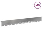 vidaXL Obrubník trávnika 10 pcs 102 x 10 x 4 cm Oceľ Strieborná – Obrázok 3