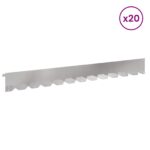 vidaXL Obrubník trávnika 20 pcs 102 x 10 x 4 cm Oceľ Strieborná – Obrázok 3