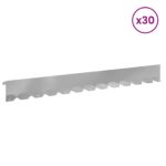 vidaXL Obrubník trávnika 30 pcs 102 x 10 x 4 cm Oceľ Strieborná – Obrázok 3