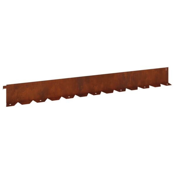 vidaXL Obrubník trávnika 10 pcs 102 x 10 x 4 cm Oceľ Hrdzavý – Obrázok 2