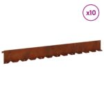 vidaXL Obrubník trávnika 10 pcs 102 x 10 x 4 cm Oceľ Hrdzavý – Obrázok 3