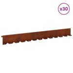 vidaXL Obrubník trávnika 30 pcs 102 x 10 x 4 cm Oceľ Hrdzavý – Obrázok 3