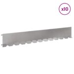 vidaXL Obrubník trávnika 10 pcs 102 x 15 x 4 cm Oceľ Strieborná – Obrázok 3