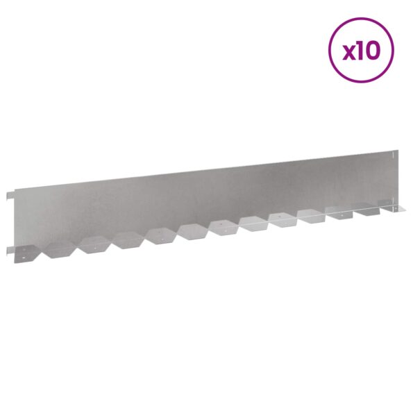vidaXL Obrubník trávnika 10 pcs 102 x 15 x 4 cm Oceľ Strieborná – Obrázok 3