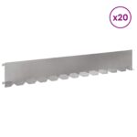 vidaXL Obrubník trávnika 20 pcs 102 x 15 x 4 cm Oceľ Strieborná – Obrázok 3