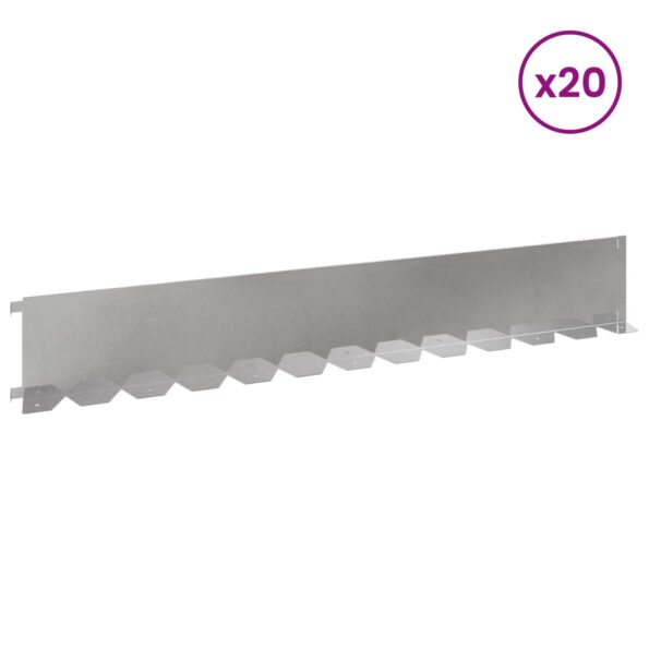vidaXL Obrubník trávnika 20 pcs 102 x 15 x 4 cm Oceľ Strieborná – Obrázok 3