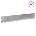 vidaXL Obrubník trávnika 10 pcs 102 x 15 x 4 cm Oceľ Strieborná – Obrázok 3