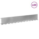 vidaXL Obrubník trávnika 20 pcs 102 x 15 x 4 cm Oceľ Strieborná – Obrázok 3