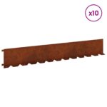 vidaXL Obrubník trávnika 10 pcs 102 x 15 x 4 cm Oceľ Hrdzavý – Obrázok 3