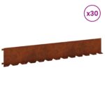 vidaXL Obrubník trávnika 30 pcs 102 x 15 x 4 cm Oceľ Hrdzavý – Obrázok 3
