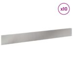 vidaXL Obrubník trávnika 10 pcs 100 x 12 cm Oceľ Strieborná – Obrázok 3