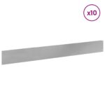 vidaXL Obrubník trávnika 10 pcs 100 x 12 cm Oceľ Strieborná – Obrázok 3