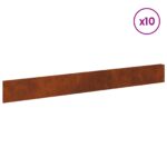 vidaXL Obrubník trávnika 10 pcs 100 x 12 cm Oceľ Hrdzavý – Obrázok 3