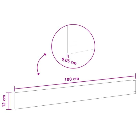 vidaXL Obrubník trávnika 20 pcs 100 x 12 cm Oceľ Hrdzavý – Obrázok 10