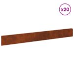 vidaXL Obrubník trávnika 20 pcs 100 x 12 cm Oceľ Hrdzavý – Obrázok 3