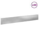 vidaXL Obrubník trávnika 30 pcs 100 x 15 cm Oceľ Strieborná – Obrázok 3