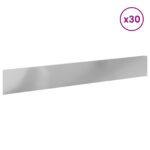 vidaXL Obrubník trávnika 30 pcs 100 x 15 cm Oceľ Strieborná – Obrázok 3
