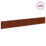 vidaXL Obrubník trávnika 10 pcs 100 x 15 cm Oceľ Hrdzavý – Obrázok 3