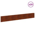 vidaXL Obrubník trávnika 20 pcs 100 x 15 cm Oceľ Hrdzavý – Obrázok 3