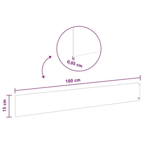 vidaXL Obrubník trávnika 30 pcs 100 x 15 cm Oceľ Hrdzavý – Obrázok 10