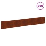 vidaXL Obrubník trávnika 30 pcs 100 x 15 cm Oceľ Hrdzavý – Obrázok 3