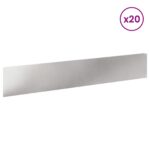 vidaXL Obrubník trávnika 20 pcs 100 x 18 cm Oceľ Strieborná – Obrázok 3