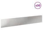 vidaXL Obrubník trávnika 30 pcs 100 x 18 cm Oceľ Strieborná – Obrázok 3