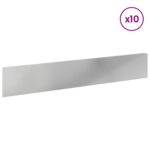 vidaXL Obrubník trávnika 10 pcs 100 x 18 cm Oceľ Strieborná – Obrázok 3