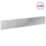 vidaXL Obrubník trávnika 20 pcs 100 x 18 cm Oceľ Strieborná – Obrázok 3
