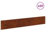vidaXL Obrubník trávnika 20 pcs 100 x 18 cm Oceľ Hrdzavý – Obrázok 3