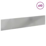 vidaXL Obrubník trávnika 10 pcs 100 x 22 cm Oceľ Strieborná – Obrázok 3