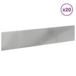 vidaXL Obrubník trávnika 20 pcs 100 x 22 cm Oceľ Strieborná – Obrázok 3
