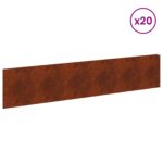 vidaXL Obrubník trávnika 20 pcs 100 x 22 cm Oceľ Hrdzavý – Obrázok 3