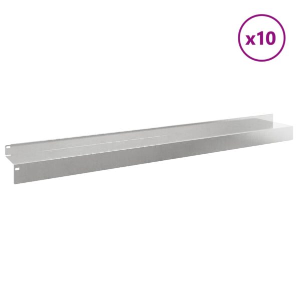 vidaXL Obrubník trávnika 10 pcs 100 x 10 x 8 cm Oceľ Strieborná – Obrázok 3