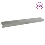 vidaXL Obrubník trávnika 20 pcs 100 x 10 x 8 cm Oceľ Strieborná – Obrázok 3
