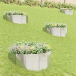 vidaXL Obrubník trávnika 4 pcs 100 x 45 cm Oceľ Strieborná
