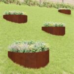 vidaXL Obrubník trávnika 4 pcs 100 x 45 cm Oceľ Hrdzavý