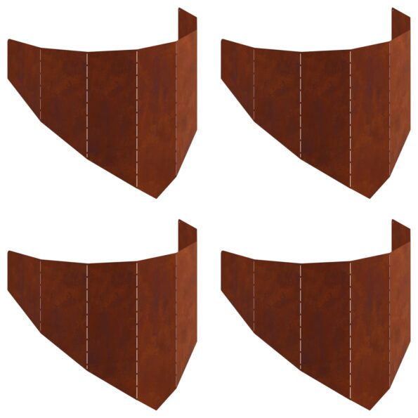 vidaXL Obrubník trávnika 4 pcs 100 x 45 cm Oceľ Hrdzavý – Obrázok 2