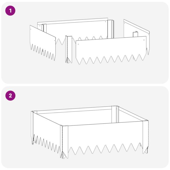 vidaXL Obrubník trávnika 60 x 60 x 20 cm Oceľ Hrdzavý – Obrázok 8