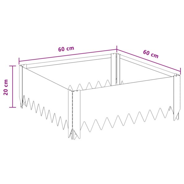 vidaXL Obrubník trávnika 60 x 60 x 20 cm Oceľ Hrdzavý – Obrázok 9