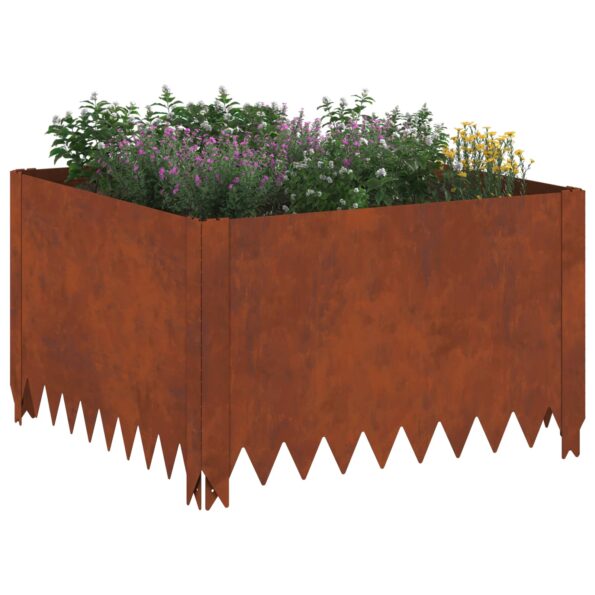 vidaXL Obrubník trávnika 60 x 60 x 35 cm Oceľ Hrdzavý – Obrázok 3