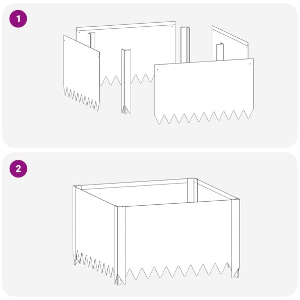 vidaXL Obrubník trávnika 60 x 60 x 35 cm Oceľ Hrdzavý – Obrázok 8