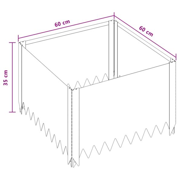 vidaXL Obrubník trávnika 60 x 60 x 35 cm Oceľ Hrdzavý – Obrázok 9