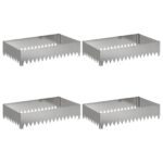 vidaXL Obrubník trávnika 4 pcs 100 x 60 x 20 cm Oceľ Strieborná – Obrázok 2
