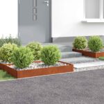 vidaXL Obrubník trávnika 4 pcs 100 x 60 x 20 cm Oceľ Hrdzavý
