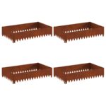 vidaXL Obrubník trávnika 4 pcs 100 x 60 x 20 cm Oceľ Hrdzavý – Obrázok 2
