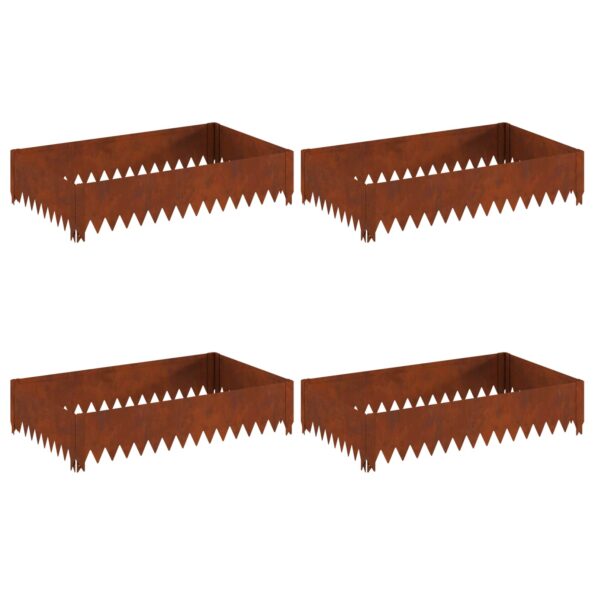 vidaXL Obrubník trávnika 4 pcs 100 x 60 x 20 cm Oceľ Hrdzavý – Obrázok 2