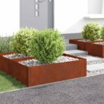 vidaXL Obrubník trávnika 4 pcs 100 x 60 x 35 cm Oceľ Hrdzavý